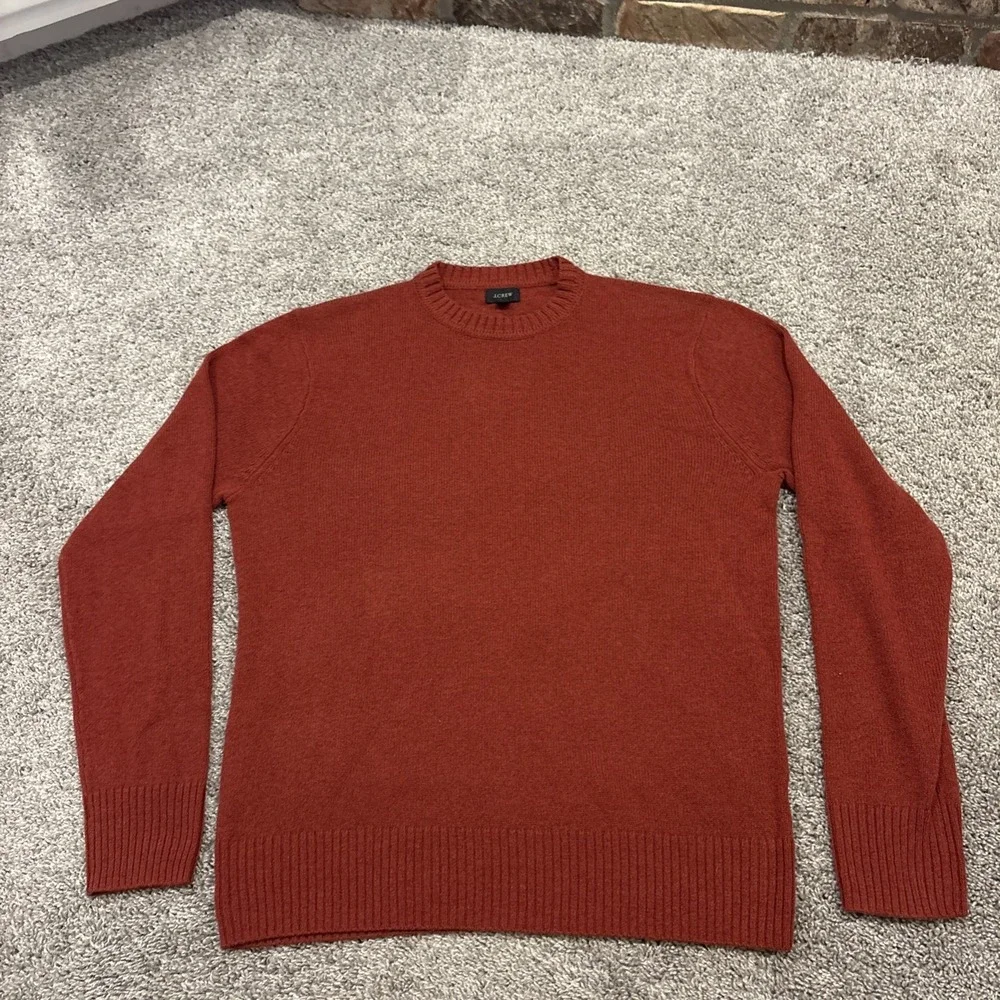 J Crew Sweater Mens Medium Red Merino Wool Nylon Pullover Crewneck J7701 MINT